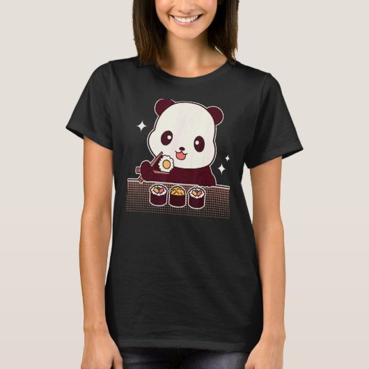 Panda Eating Sushi Cute Panda Beer T-shirt (Voorkant)