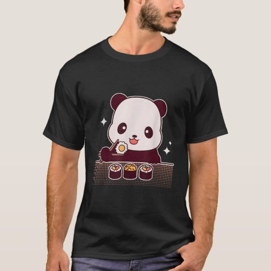 Panda Eating Sushi Panda Beer T-shirt (Voorkant)