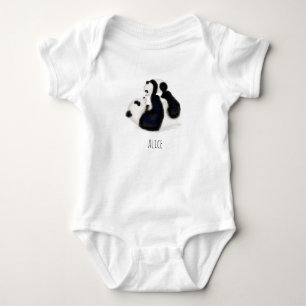 Panda een eenzijdig lichaamspak met baby's naam romper