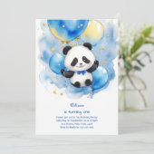 Panda Eerste Verjaardag uitnodiging (Staand voorkant)