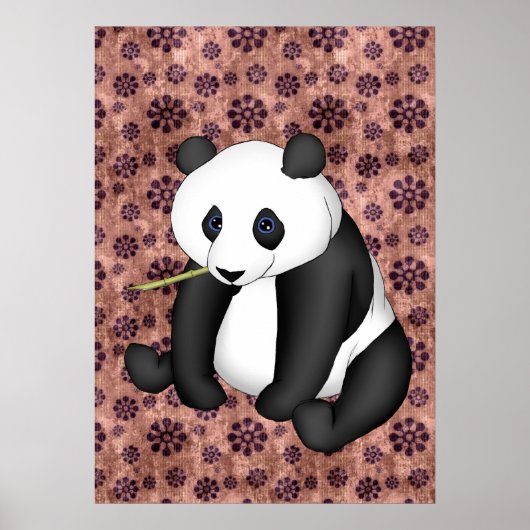 Panda eet bamboe op achtergrond poster (Voorkant)
