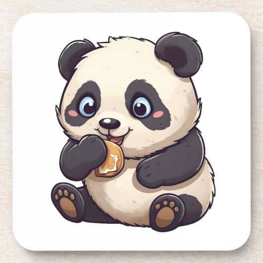 Panda eet een koekje bier onderzetter (Voorkant)