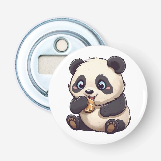 Panda eet een koekje button flesopener (Voorkant)