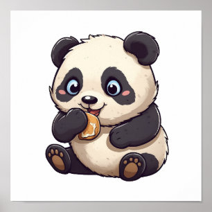 Panda eet een koekje poster