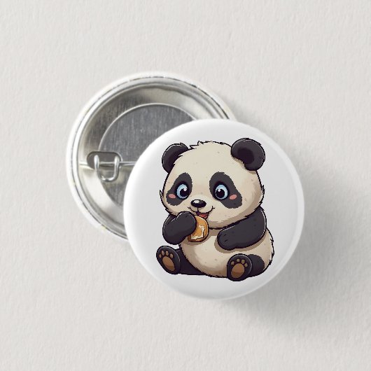 Panda eet een koekje ronde button 3,2 cm (Voorkant /achterkant)