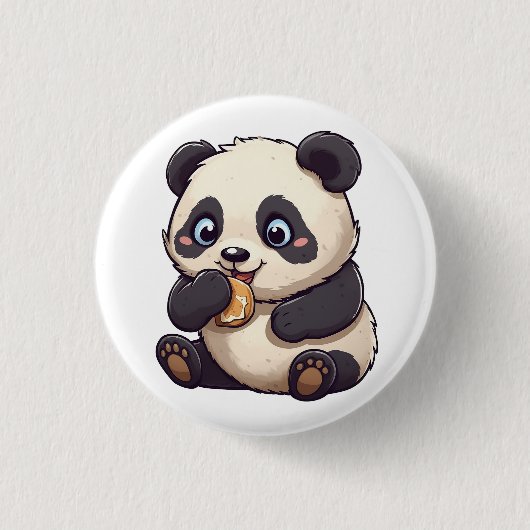 Panda eet een koekje ronde button 3,2 cm (Voorkant)
