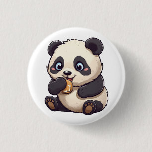 Panda eet een koekje ronde button 3,2 cm