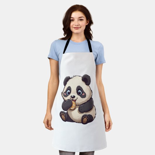 Panda eet een koekje schort (Gedragen)