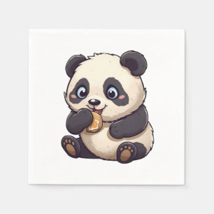Panda eet een koekje servet