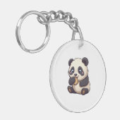 Panda eet een koekje sleutelhanger (Voorkant Links)