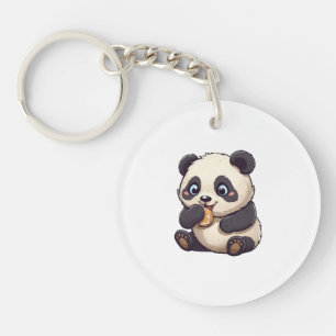 Panda eet een koekje sleutelhanger