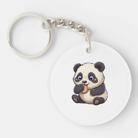 Panda eet een koekje sleutelhanger (Voorkant)