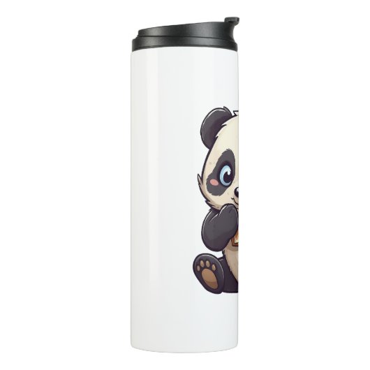 Panda eet een koekje thermosbeker (Gedraaid links)
