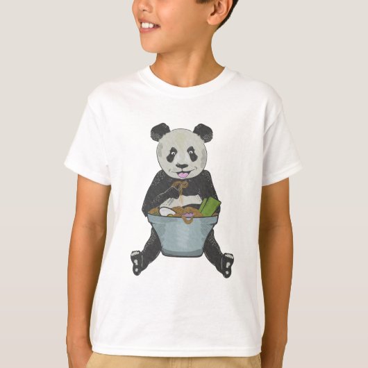 Panda eet een noedelkom t-shirt (Voorkant)