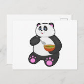 Panda eet met lepel en kom briefkaart (Voorkant / Achterkant)