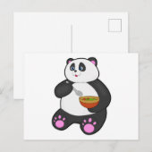 Panda eet met lepel & kom briefkaart (Voorkant / Achterkant)