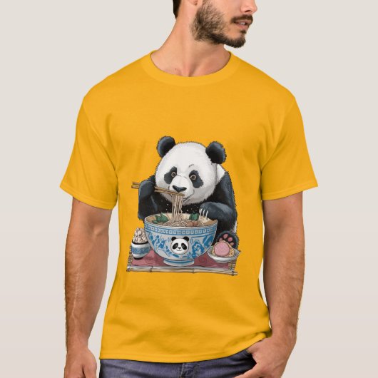Panda eet ramen noedels t-shirt (Voorkant)