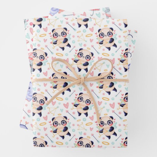 Panda Elephant Koala Love Wrapping Paper Set of 3 (In situ)