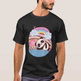 Panda en aardbei cupcake een regenboog kawaii anim t-shirt