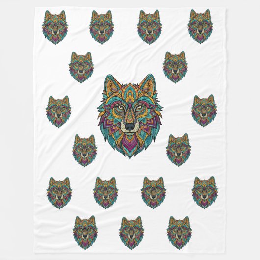 Panda en Abstract Wolf Art Grote Dekbed – Mod Fleece Deken (Voorkant)