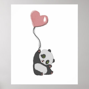 Panda en ballon poster