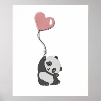 Panda en ballon poster