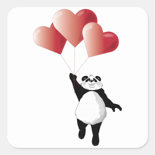 Panda en ballonnen Sticker (Voorkant)