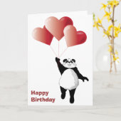 Panda en ballonnen Verjaardag Kaart (Gele Bloem)