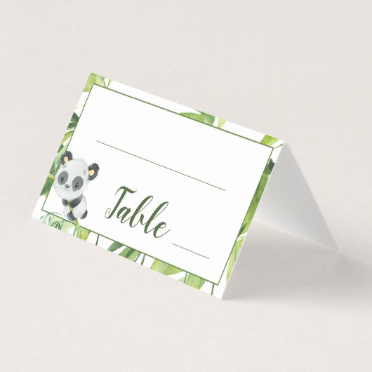 Panda en Bamboe Baby shower Verjaardagstabel Numme Kaart (Voorkant)