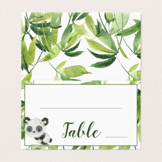 Panda en Bamboe Baby shower Verjaardagstabel Numme Kaart (Buitenkant ongevouwen)