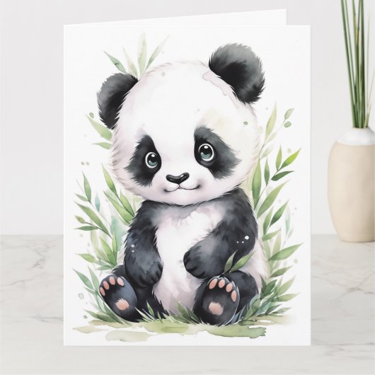 Panda en bamboe begroeting kaart (Voorkant)