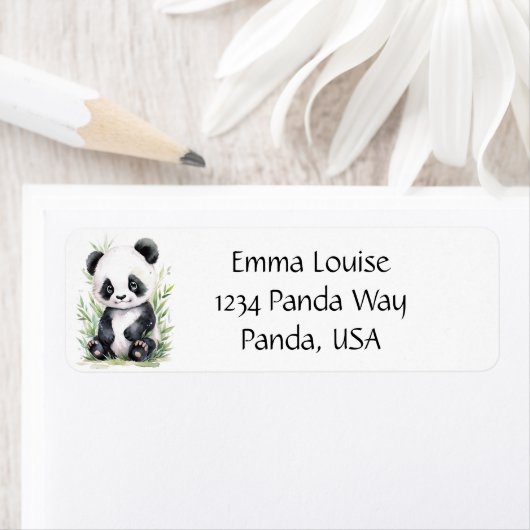 Panda en bamboe envelop etiket (Insitu)