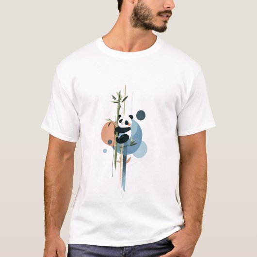 Panda en Bamboe Illustratie T-shirt (Voorkant)