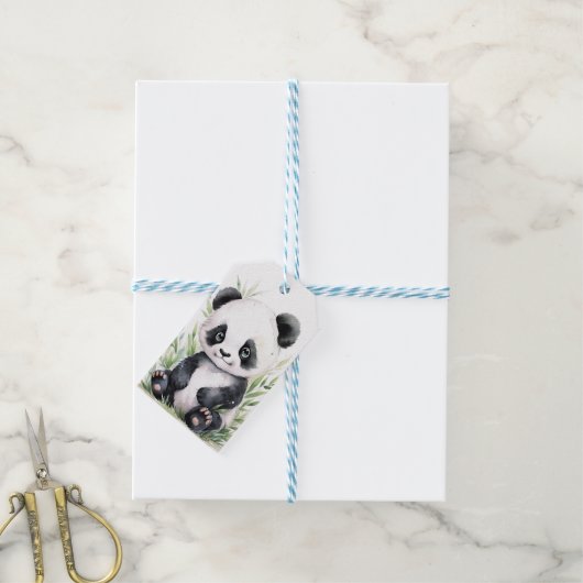 Panda en Bamboo Cadeaulabel (Met Touw)