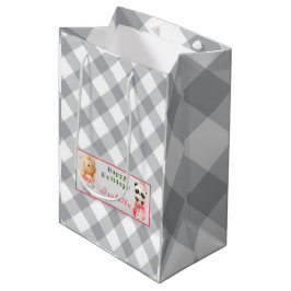 Panda en Beer Pas Tekst en Naam aan Medium Cadeauzakje