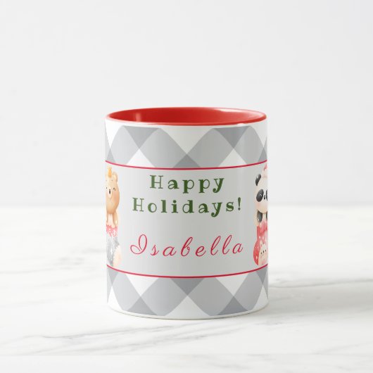 Panda en Beer Pas Tekst en Naam aan Mok (Midden)