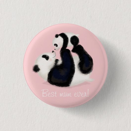 Panda en beugel 'Best Mum ever' badge Ronde Button 3,2 Cm (Voorkant)