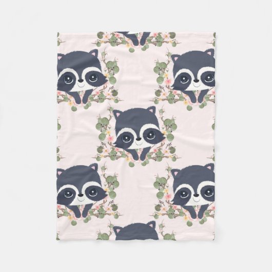 Panda en bloem Tattoo Fleece Deken (Voorkant)