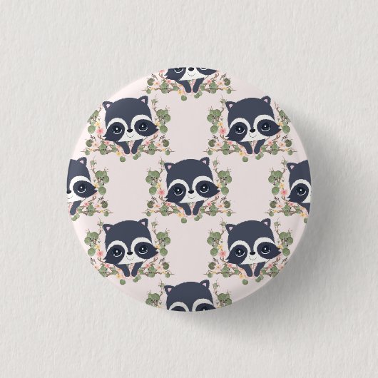 Panda en bloem Tattoo Ronde Button 3,2 Cm (Voorkant)