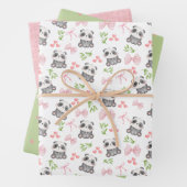 Panda en Bogen Wrapping Paper Flat Sheet Set van 3 (In situ)