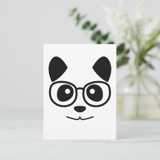 Panda en bril briefkaart (Staand voorkant)