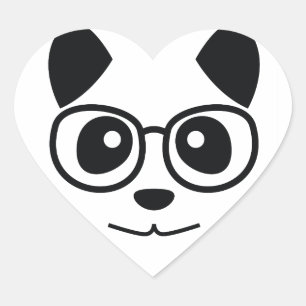 Panda en bril hart sticker