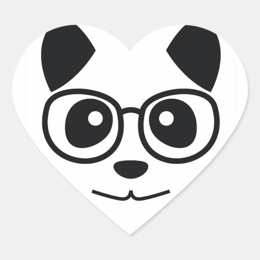 Panda en bril hart sticker (Voorkant)