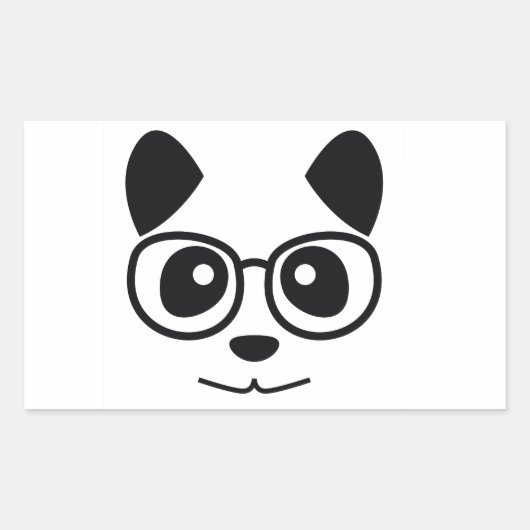 Panda en bril rechthoekige sticker (Voorkant)