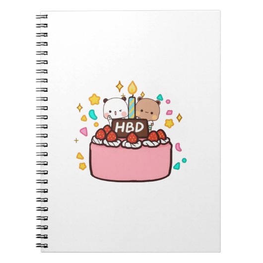 Panda en Brownie Beer Couple Notitieboek (Voorkant)