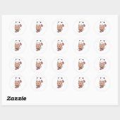 Panda en Brownie Beer Couple Ronde Sticker (Vel)