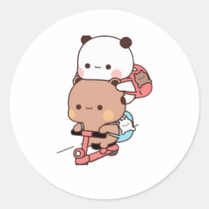 Panda en Brownie Beer Couple Ronde Sticker