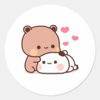 Panda en Brownie Beer Couple Ronde Sticker