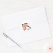 Panda en Brownie Beer Couple Ronde Sticker (Envelop)