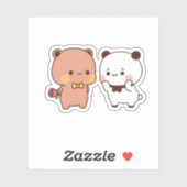 Panda en Brownie Beer Couple Sticker (Vel)